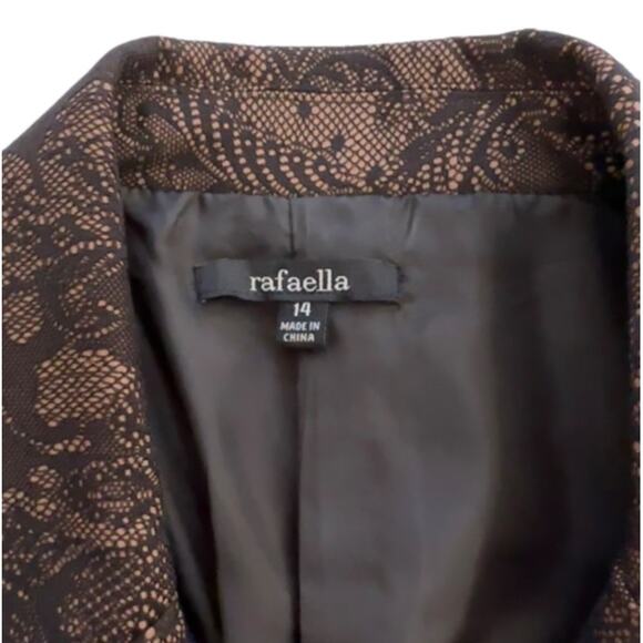 Rafaella Blazer Brown Black Lace Overlay Flap Pockets Career Jacket Size 12 - Picture 2 of 12